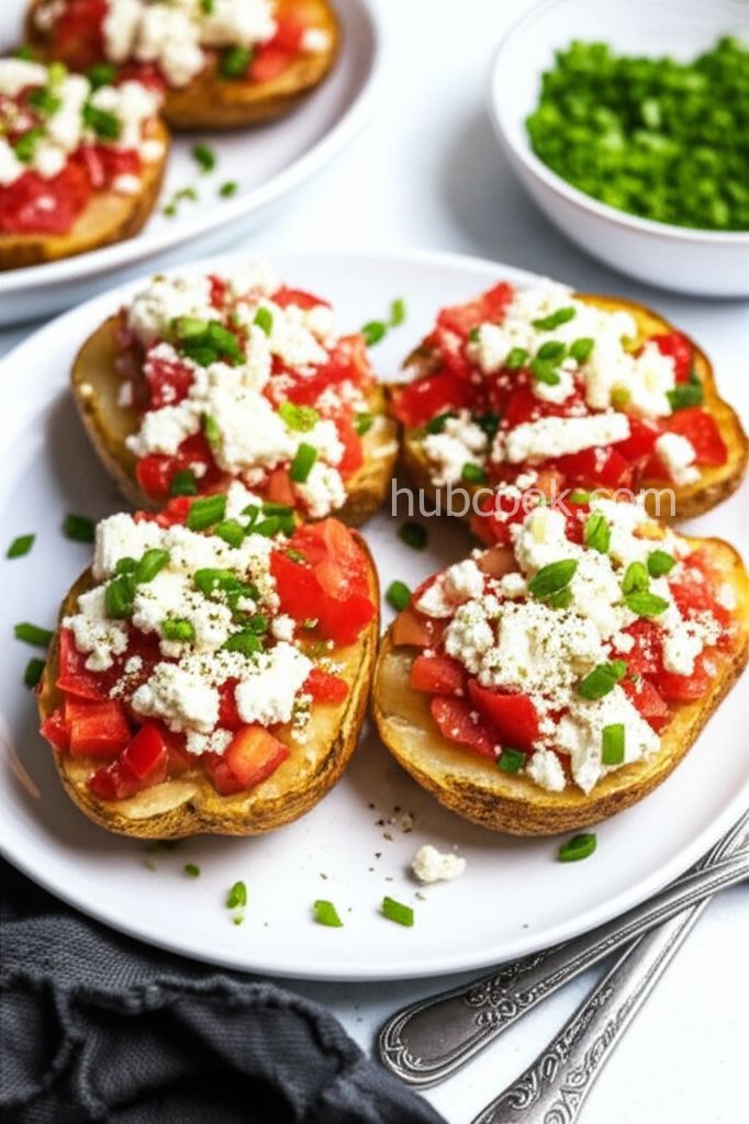 Baked Potatoes with Ramps and Feta