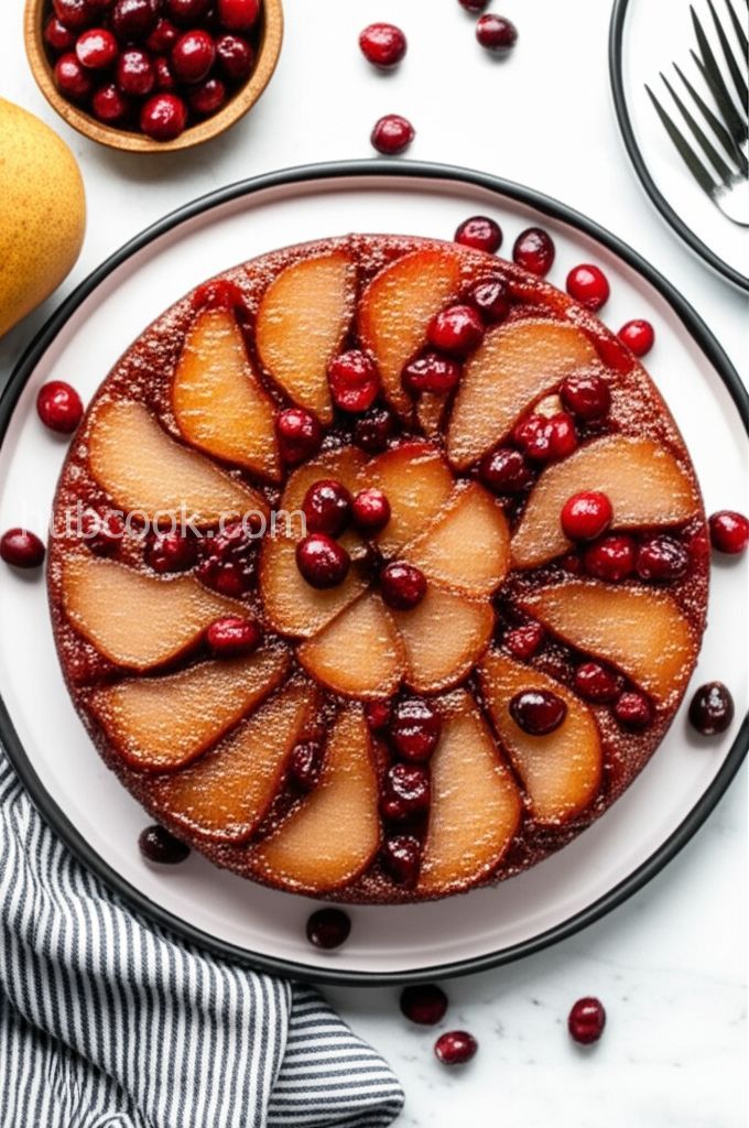 Pear and Cranberry Upside-Down Cake