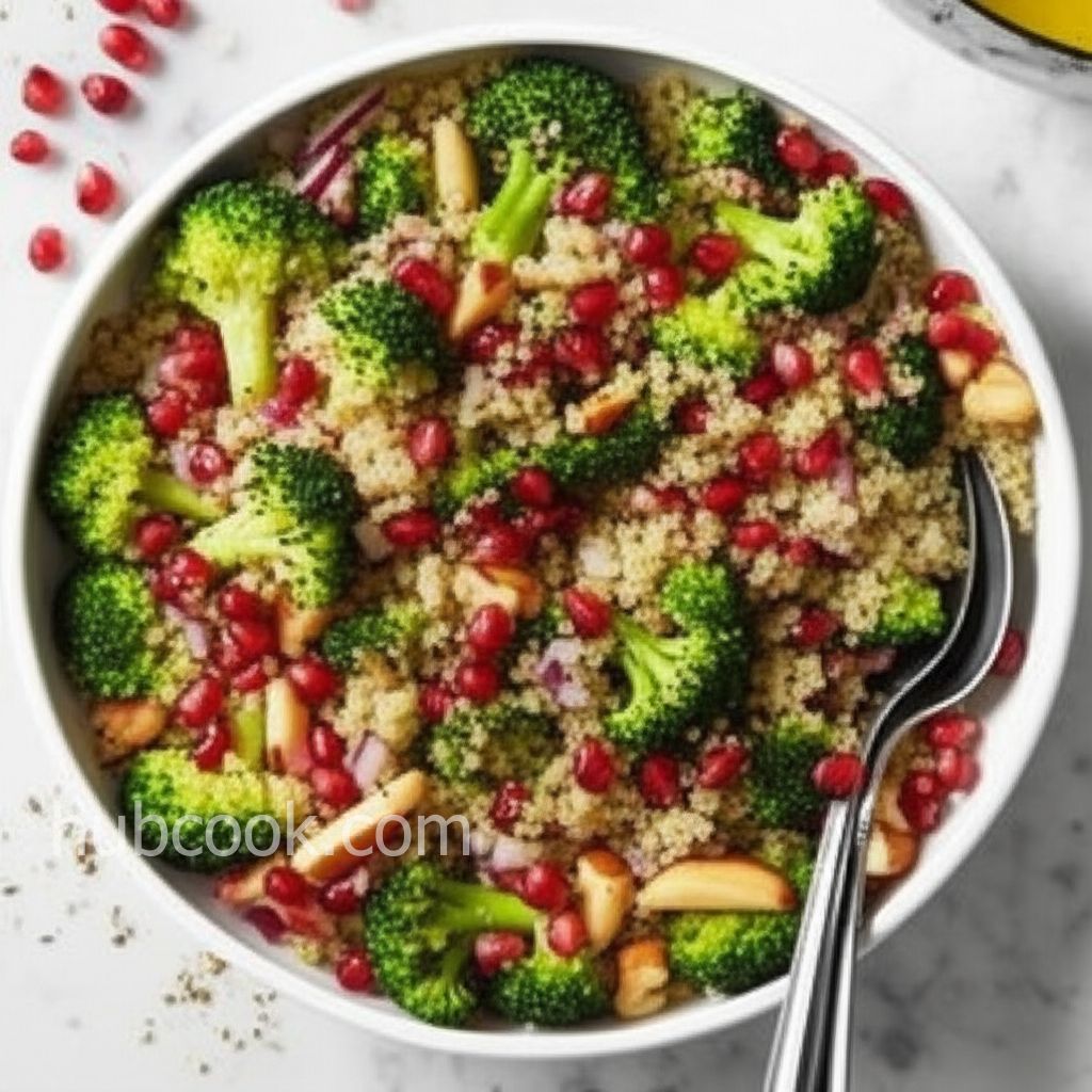 Quinoa Salad with Broccoli, Nuts, and Pomegranate