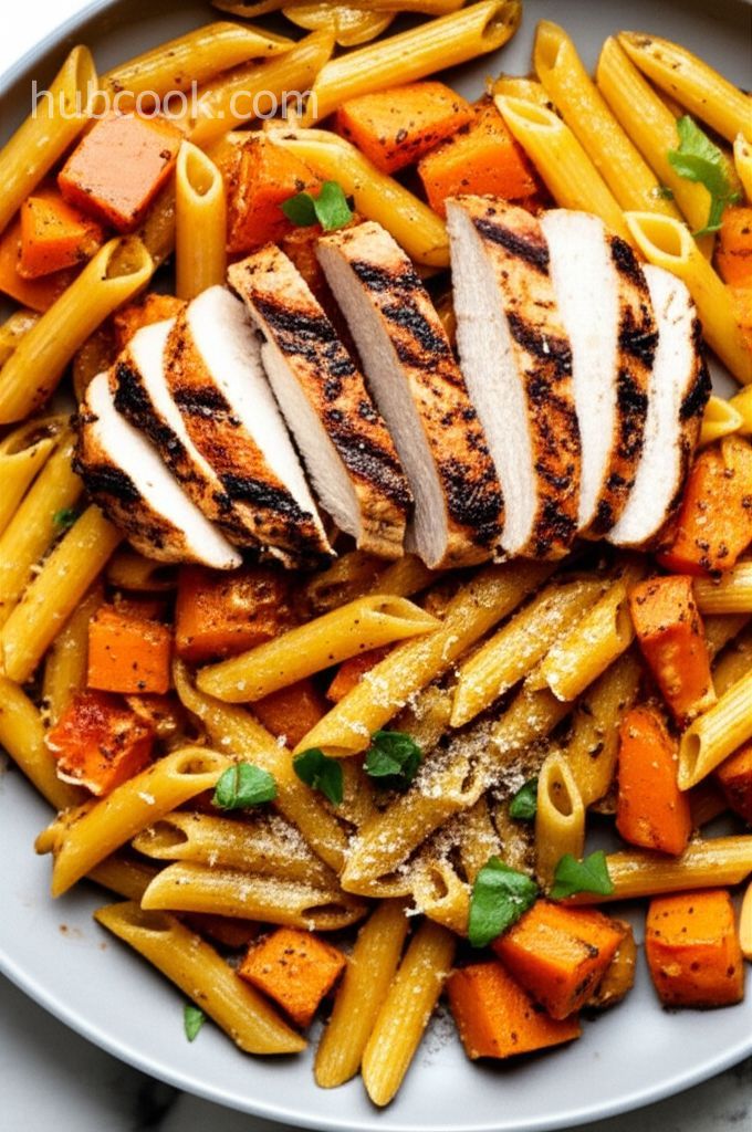Whole Grain Pasta with Grilled Chicken and Butternut Squash