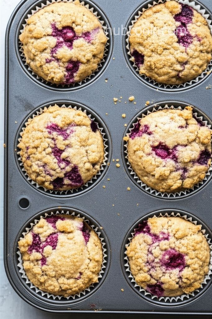 Whole Wheat Huckleberry Crumb Muffins