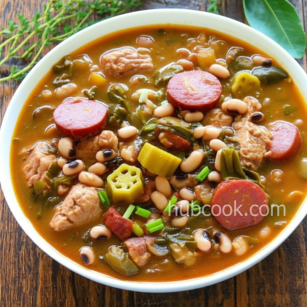 Black-Eyed Pea, Pork, and Mustard Green Gumbo