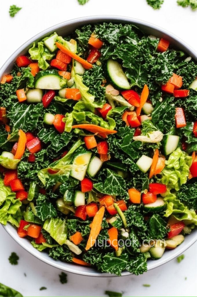 Colorful Kale and Spinach Salad and Homemade Dressing