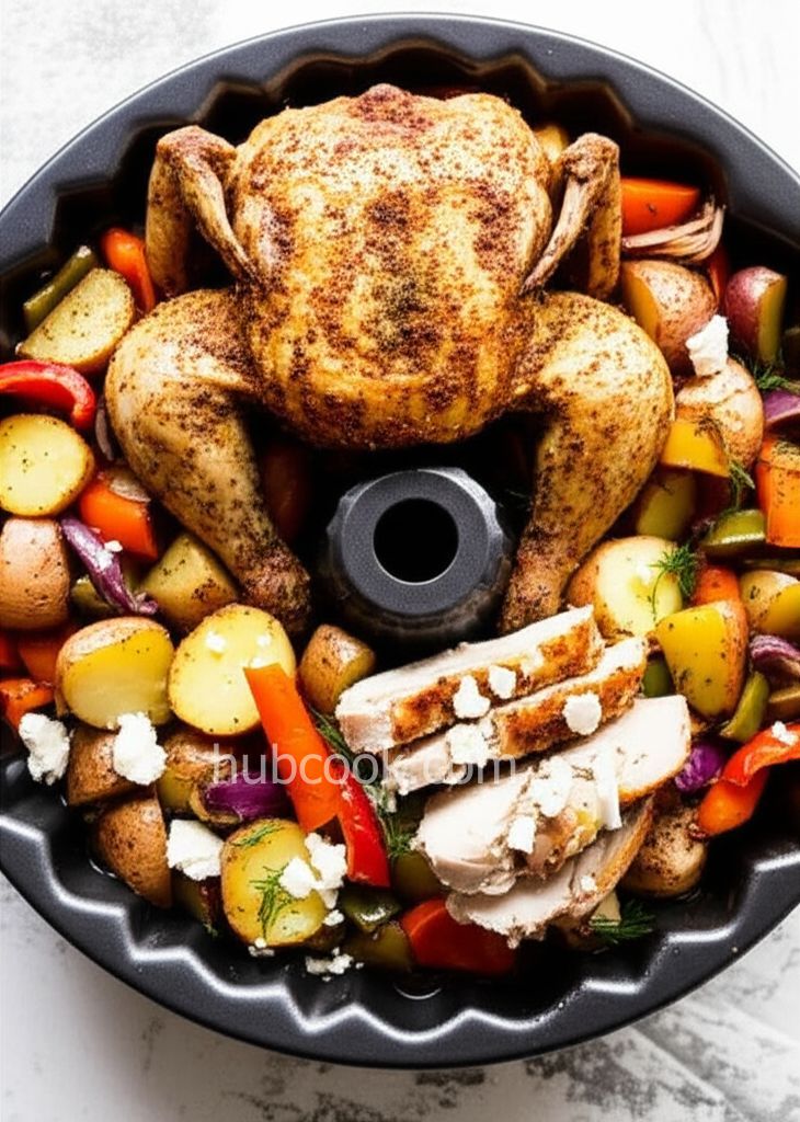 Easy Bundt Pan Roasted Greek Chicken and Vegetables