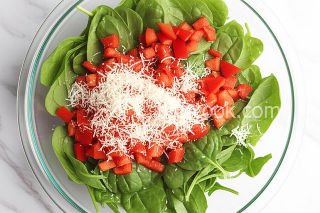 Super Easy Spinach and Red Pepper Salad